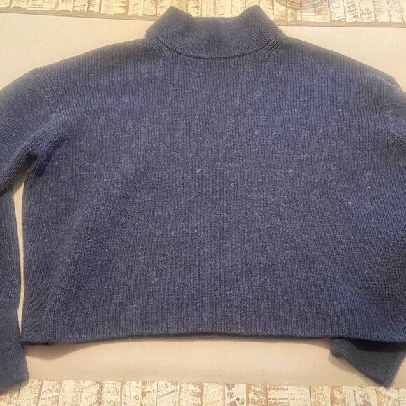 Lululemon Women's Blue Merino Wool-Blend Ribbed Mock Turtleneck Sweater Size 6 - Picture 8 of 8